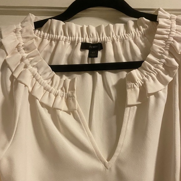JCREW Cream Ruffle Blouse - Picture 3 of 7